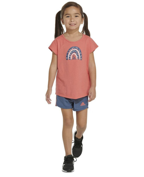 Little & Toddler Girls Graphic T-Shirt & Mesh Shorts, 2 Piece Set