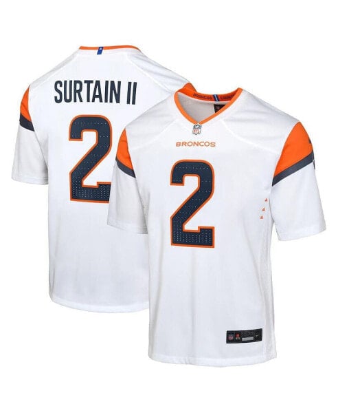 Футболка для малышей Outerstuff Nike Patrick Surtain II белая с игровыми номерами Denver Broncos