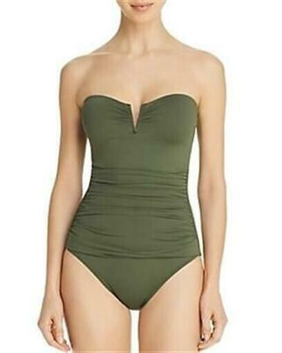 Tommy Bahama Women's 189229 Pearl V-Front Bandeau One-Piece Swimsuit Size 16