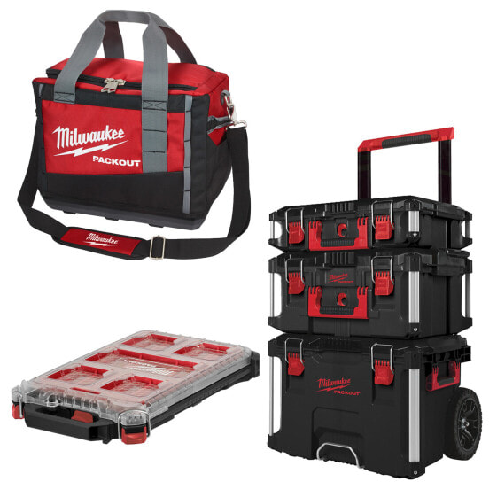 Milwaukee PACKOUT™ Promo-Set Trolley|Kofferset 3-tlg.|Organiser|Arbeitstasche