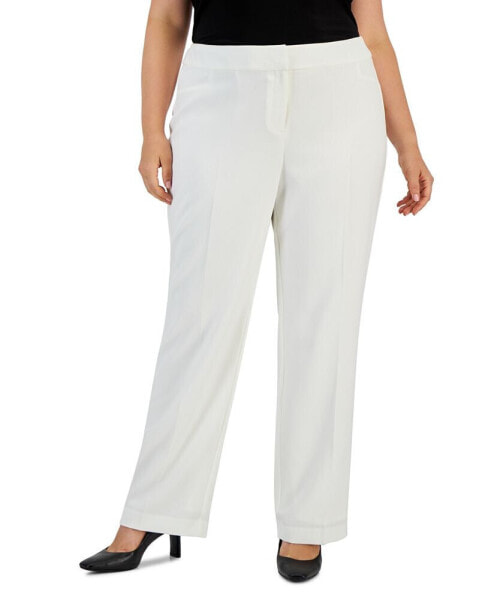 Plus Size Mid-Rise Full-Length Straight-Leg Pants