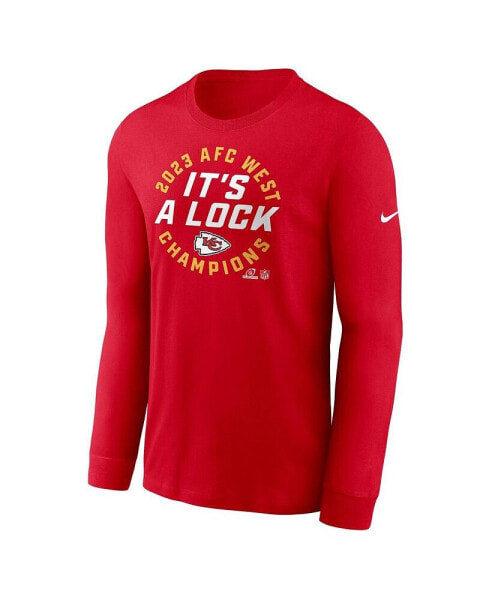 Men's Red Kansas City Chiefs 2023 AFC West Division Champions Locker Room Trophy Collection Long Sleeve T-shirt
