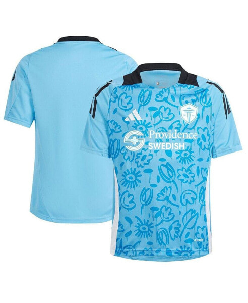 Big Boys and Girls Blue Seattle Sounders FC 2024 One Planet Pre-Match Top