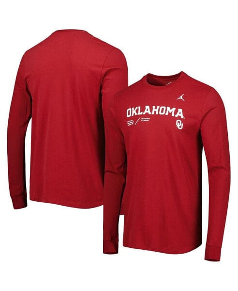 Men's Crimson Oklahoma Sooners Team Practice Performance Long Sleeve T-shirt
