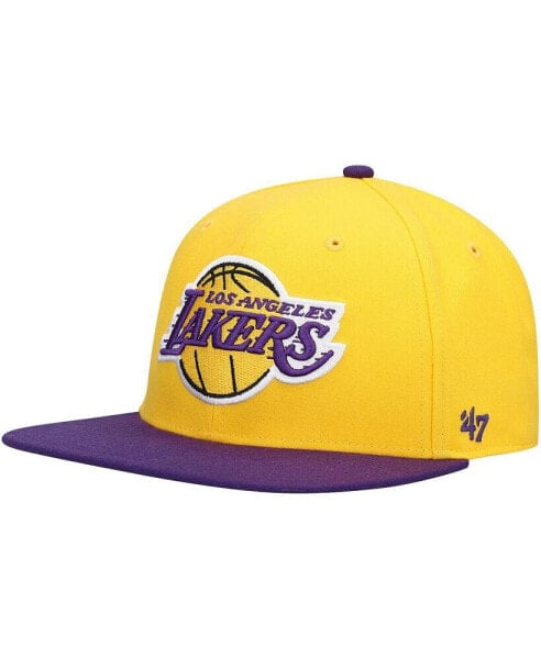Men's Gold, Purple Los Angeles Lakers Two-Tone No Shot Captain Snapback Hat