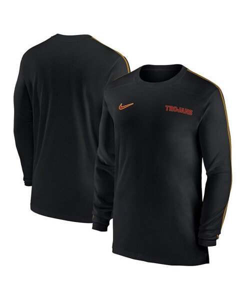 Men's Black USC Trojans 2024 Sideline Coach UV Performance Long Sleeve T-Shirt