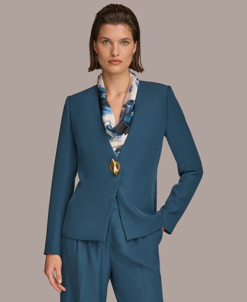 Donna Karan Women's Collarless Turnlock Blazer