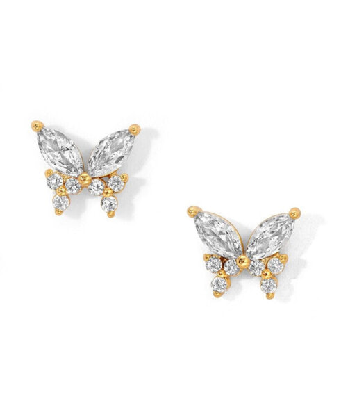 Faux Cubic Zirconia Remember Me Butterfly Stud Earrings