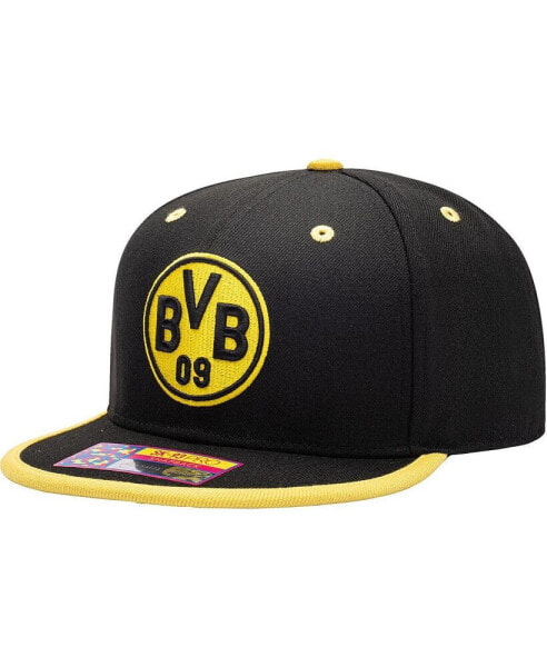Men's Black Borussia Dortmund Tape Snapback Hat