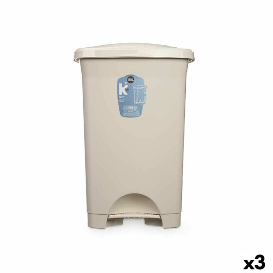 Мусорные баки Мусорное ведро с педалью Beige Plastic 50 L (3 штуки) BB Home