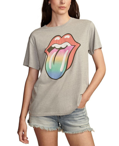 Women's Rolling Stones Rainbow Tongue Boyfriend Tee