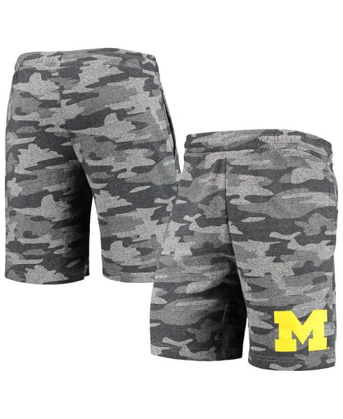 Men's Charcoal and Gray Michigan Wolverines Camo Backup Terry Jam Lounge Shorts