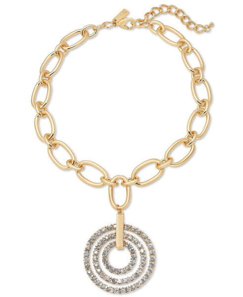 I.N.C. International Concepts pavé Crystal Orbital Pendant Necklace, 17"+ 3" extender, Created for Macy's