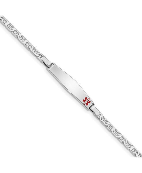 Sterling Silver Rhodium-plated Medical ID Bracelet w/Anchor