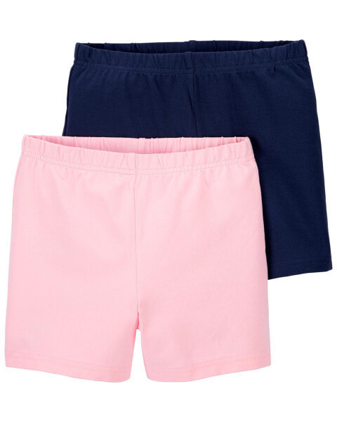 Kid 2-Pack Pink/Navy Bike Shorts 8
