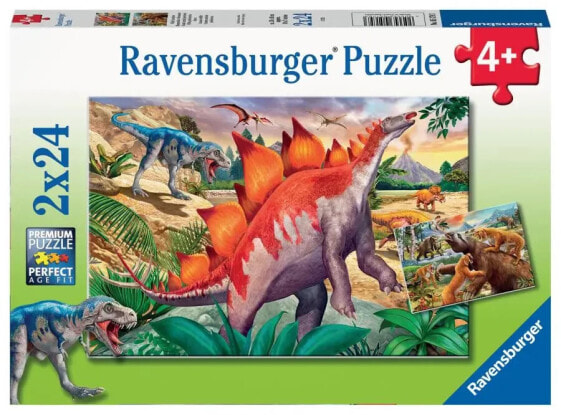 2x24 p Puzzle - Mammuts und Dinosaurier