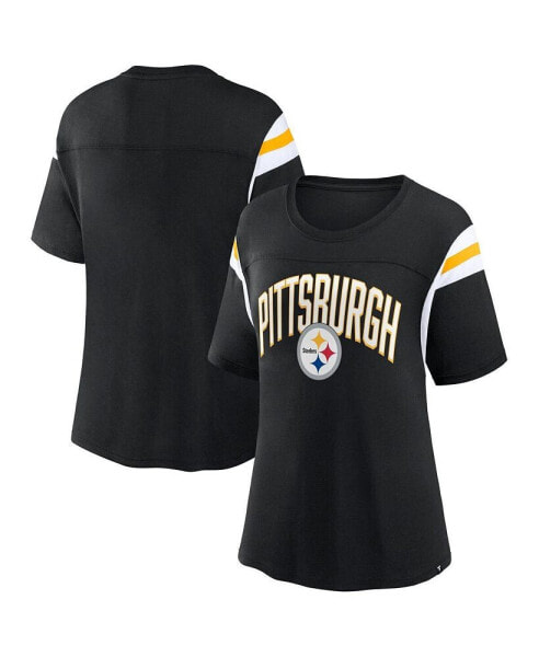 Women's Black Pittsburgh Steelers Earned Stripes T-shirt