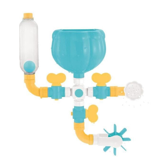 Игрушка для ванной - LUDI - Развивающая игрушка для ванны "Веселый трубопровод" на присосках, 11 деталей. Возраст от 6 месяцев.