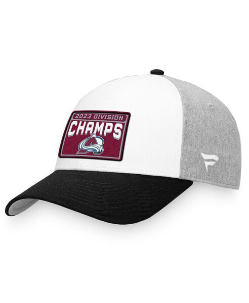 Men's White, Black Colorado Avalanche 2023 Central Division Champions Locker Room Adjustable Hat