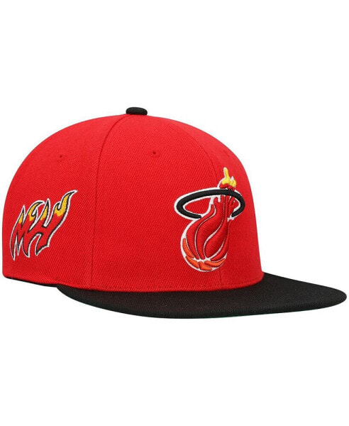 Men's Red, Black Miami Heat Hardwood Classics Snapback Hat