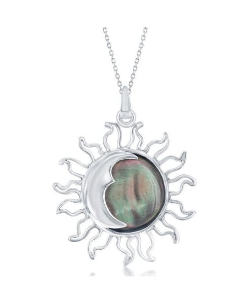 Sterling Silver Sun & Moon Abalone Pendant Necklace