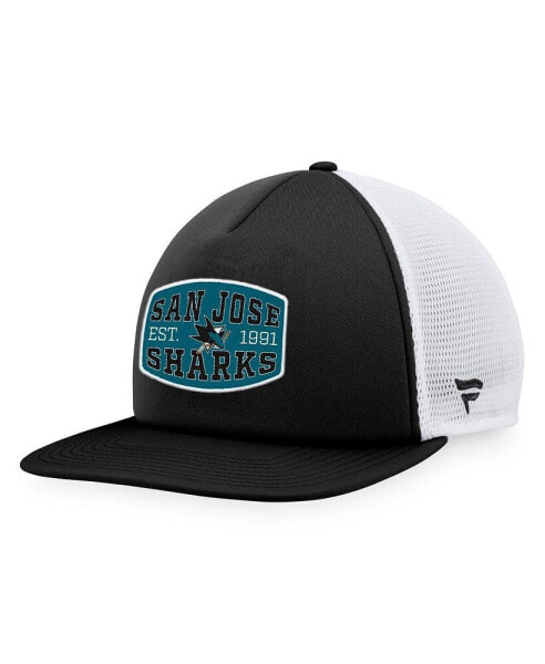 Men's Black/White San Jose Sharks Foam Front Patch Trucker Snapback Hat