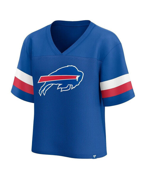 Women's Royal Buffalo Bills Established Jersey Cropped V-Neck T-shirt