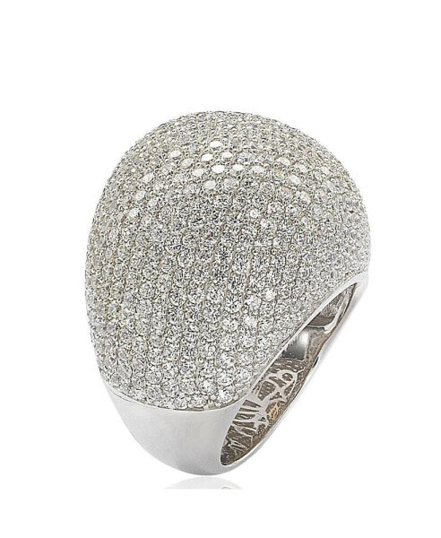 Suzy Levian Sterling Silver Cubic Zirconia Oversized Pave Puff Ring