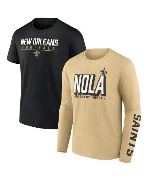 Men's Gold, Black New Orleans Saints Two-Pack T-shirt Combo Set