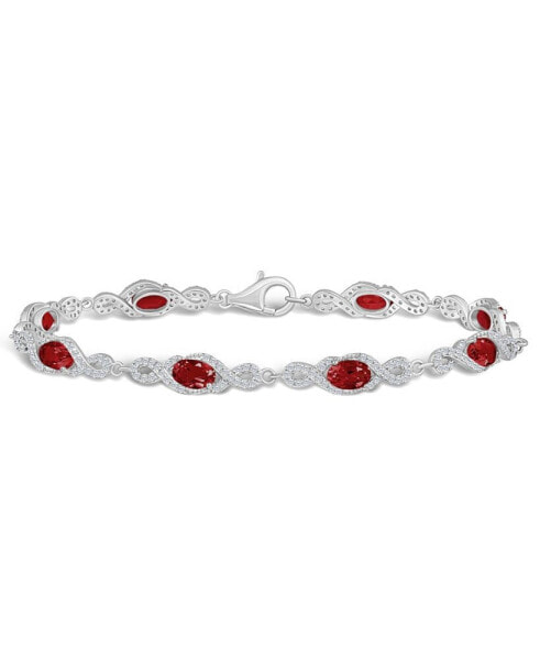 Garnet and White Topaz Bracelet (4-5/8 ct. t.w and 2 ct. t.w) in Sterling Silver