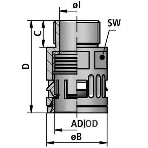 Flexa SchnellverschraubungRQG-M AD28.5Kunststoff schwarzM 32 x 1.5