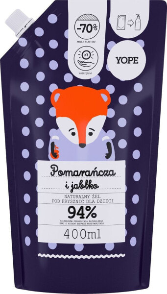 Yope Naturalny Żel pod prysznic dla dzieci - JABŁKO i POMARAŃCZA - zapas 400ml