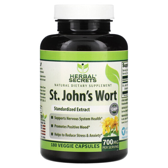 Витамины для нервной системы Herbal Secrets St. John's Wort, 700 мг, 180 вегетарианских капсул (350 мг на капсулу)