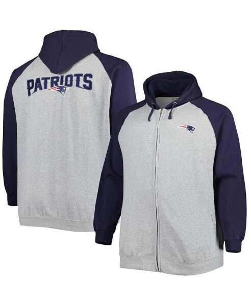 Куртка с капюшоном Profile мужская серого цвета с принтом команды New England Patriots в больших размерах
