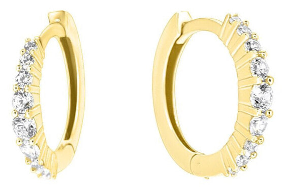 Timeless yellow gold earrings with zircons pe077_AU_Y