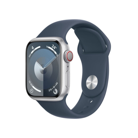 Apple Watch Series 9 Aluminium Silber"Silber 41 mm M/L (150-200 mm Umfang) Sturmblau GPS + Cellular