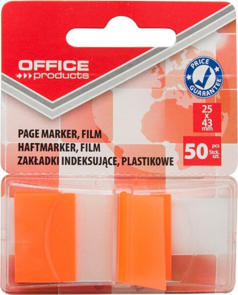 Канцелярский набор Office Products Zakładki индексирующие, PP, 25x43 мм, 1x50 карт., блистер, оранжевые
