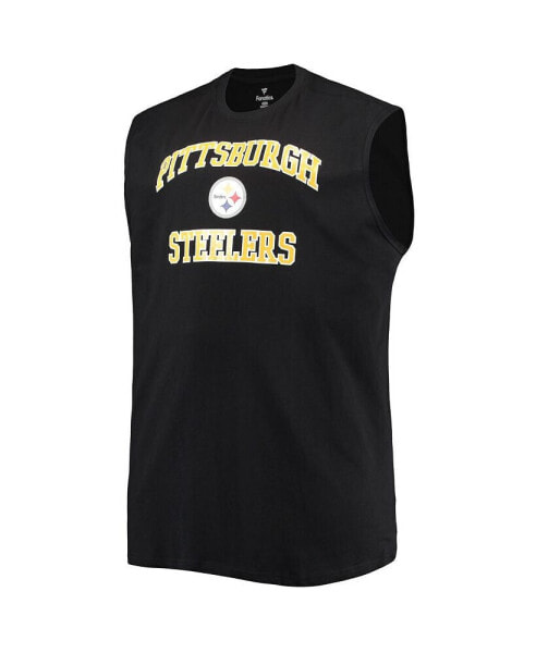 Men's Black Pittsburgh Steelers Big and Tall Muscle Tank Top