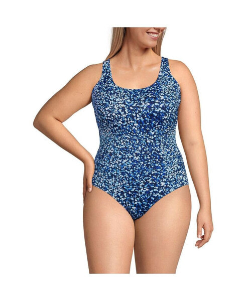 Plus Size Chlorine Resistant X-Back High Leg Soft Cup Tugless Sporty One Piece