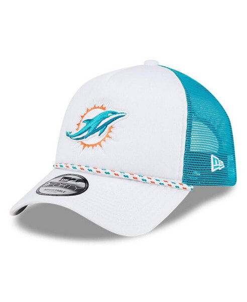 Men's White/Aqua Miami Dolphins Court Sport Foam Front A-Frame 9FORTY Adjustable Trucker Hat
