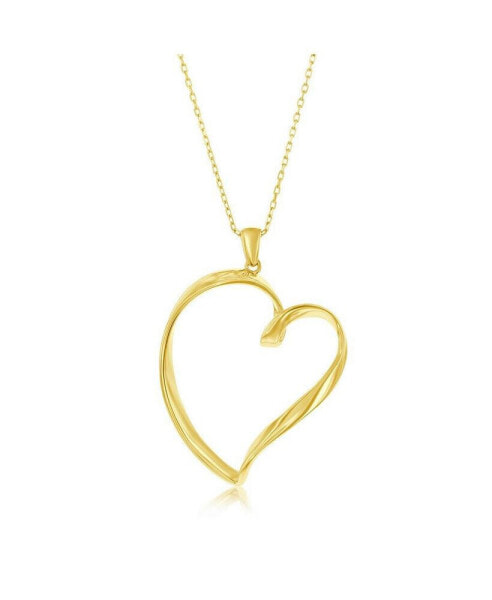 Gold Plated Over Sterling Silver Polished Twisted Heart Pendant Necklace