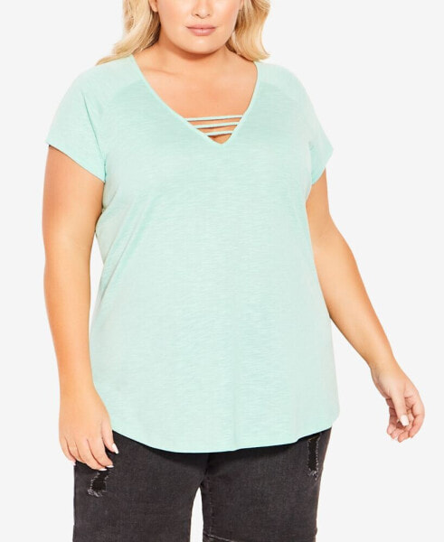 Plus Size 3 Bar V-neck Top