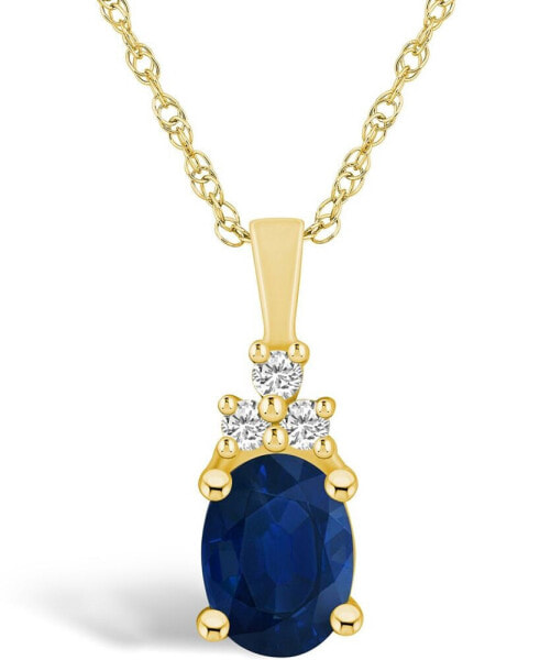 Macy's sapphire (1-1/2 Ct. t.w.) and Diamond (1/10 Ct. t.w.) Pendant Necklace