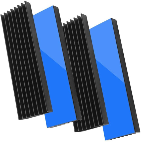 Akuoly Set of 4 Aluminium Heatsink PC Cooling Fins Cooler Set Heatsink with Thermal Adhesive Tape 70 mm x 22 mm x 6 mm Black