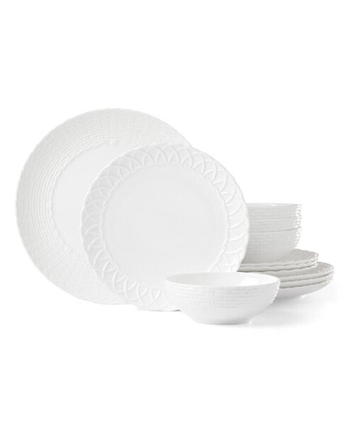 Wicker Creek 12-Piece Dinnerware Set, Service for 4