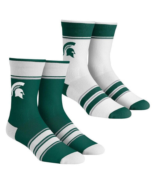 Youth Boys and Girls Socks Michigan State Spartans Multi-Stripe 2-Pack Team Crew Sock Set