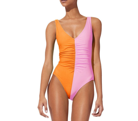 Solid & Striped Womens The Lucia Color Blocked Ruched One Piece Swimsuit Size S