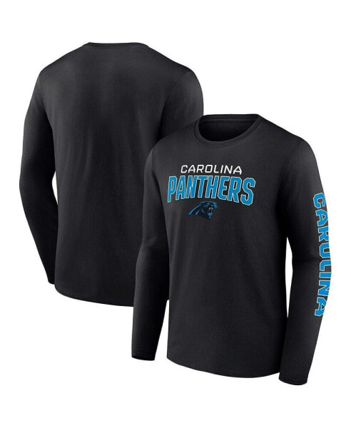 Men's Black Carolina Panthers Big and Tall Wordmark Go the Distance Long Sleeve T-shirt