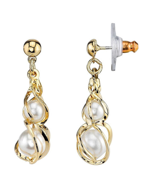 Gold-Tone Simulated Pearl Drop Earrings