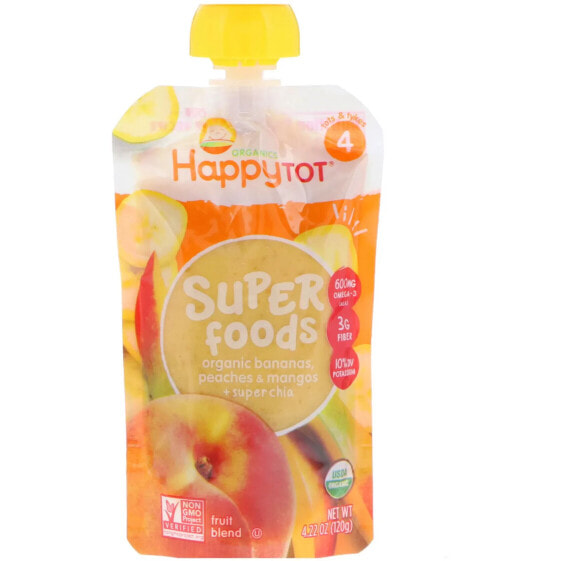 Happy Family Organics, HappyTot, SuperFoods, бананы, персики, манго и супер чиа, 120 г (4,22 унции)